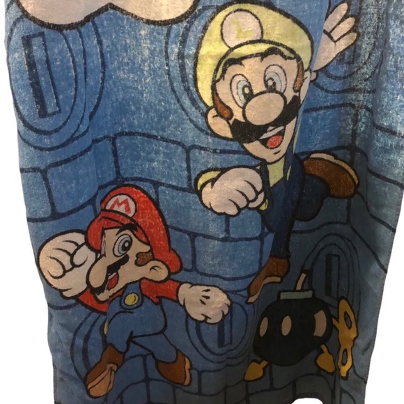 Vintage Nintendo Super Mario Luigi Beach Towel 26x51 Kids Bath Pool Rare - Picture 2 of 12
